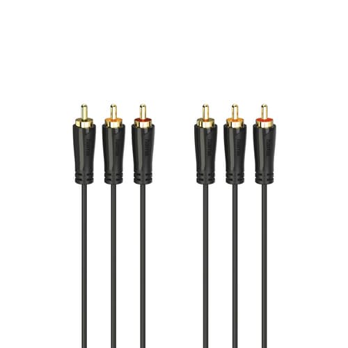 Hama Audio/Video Cable, 3 RCA Plugs - 3 RCA Plugs, Gold Plated, 1.5m, Black
