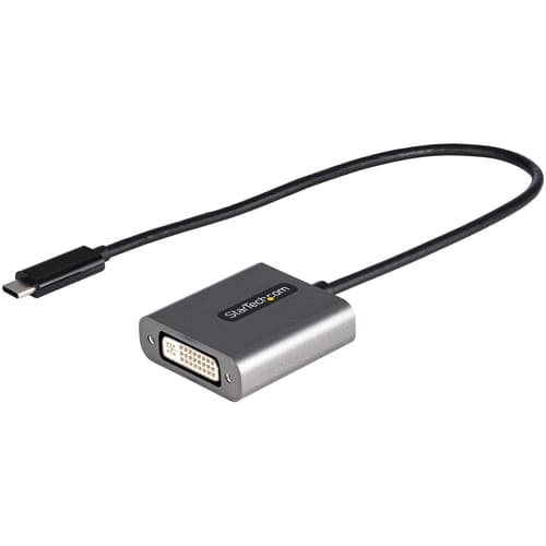 StarTech.com USB C to DVI Adapter, 1920x1200p, USB-C to DVI-D Adapter, USB Type C to DVI Monitor, Video Converter, Thunderbolt 3 Compatible, USB-C to DVI Dongle, 12" Long Attached Cable - USB C Display Adapter (CDP2DVIEC) - Adapter - single link - 24 pin USB-C (M) to DVI-I (F) - Thunderbolt 3 - 38 cm - 1200p support - black - for P/N: DVIIDMM10, DVIIDMM15, DVIIDMM20, DVIIDMM6, TB4CDOCK