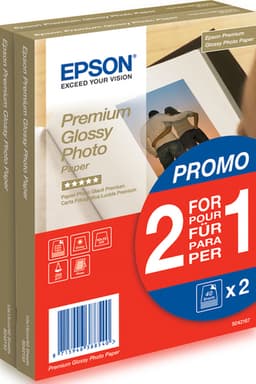 Epson Media, Media, Sheet paper, Premium Glossy Photo Paper, Office - Photo Paper, Home - Photo Paper, Photo, 10 x 15 cm, 100 mm x 150 mm, 255 g/m2, 80 Sheets, Buy one, get one free