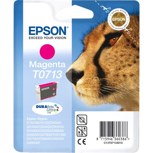 Epson T0713 - 5.5 ml - magenta - original - blister - ink cartridge - for Stylus DX9400, SX115, SX210, SX215, SX218, SX415, SX515, SX610, Stylus Office BX310, BX610