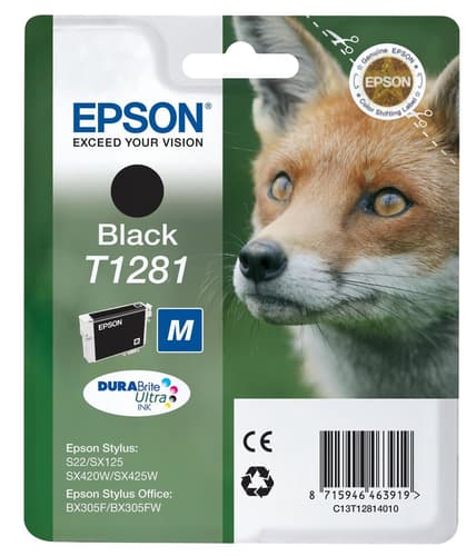Epson T1281 - 5.9 ml - black - original - blister - ink cartridge - for Stylus S22, SX130, SX230, SX235, SX430, SX435, SX438, SX440, SX445, Stylus Office BX305