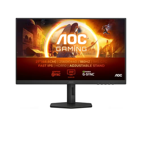 AOC Gaming Q27G4XF - LED monitor - gaming - 27" - 2560 x 1440 QHD @ 180 Hz - Fast IPS - 300 cd/m� - 1000:1 - HDR10 - 0.5 ms - HDMI, DisplayPort - black
