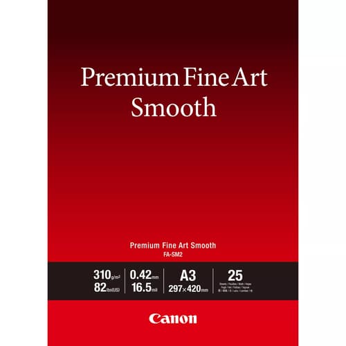Canon Premium Fine Art FA-SM2 - Smooth - 16.5 mil - A3 (297 x 420 mm) - 310 g/m� - 82 lbs - 25 sheet(s) photo paper - for imagePROGRAF PRO-1000, PRO-300, PIXMA PRO-10S