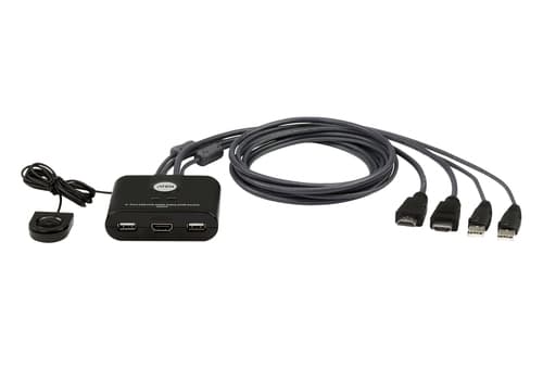 ATEN CS22HF - KVM / USB switch - 2 x KVM / USB - 1 local user - desktop - DC power