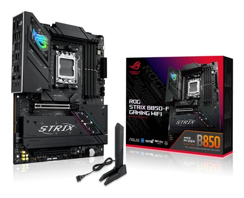 ASUS ROG STRIX B850-F GAMING WIFI - Motherboard - ATX - Socket AM5 - AMD B850 Chipset - USB-C 3.2 Gen 2x2, USB-C 3.2 Gen2, USB 3.2 Gen 2, USB 3.2 Gen 1 - 2.5 Gigabit LAN, Wi-Fi 7, Bluetooth - onboard graphics (CPU required) - HD Audio (8-channel)