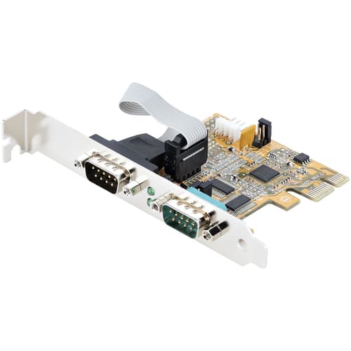 StarTech.com 2-Port PCI Express Serial Card, Dual Port PCIe to RS232 (DB9) Serial Interface Card, 16C1050 UART, Standard or Low Profile Brackets, COM Retention, For Windows & Linux - PCIe to Dual DB9 Card (21050-PC-SERIAL-CARD) - Serial adapter - PCIe 2.0 low profile - RS-232 x 2 - yellow
