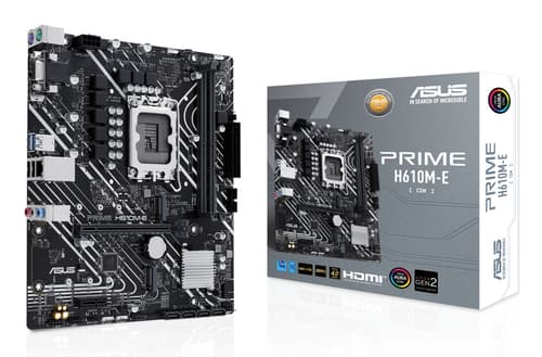 ASUS PRIME H610M-E-CSM - Motherboard - micro ATX - LGA1700 Socket - H610 Chipset - USB 3.2 Gen 1 - Gigabit LAN - onboard graphics (CPU required) - HD Audio (8-channel)