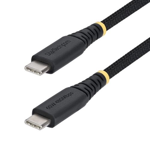 StarTech.com - USB cable - 24 pin USB-C (M) to 24 pin USB-C (M) - USB 2.0 - 3 A - USB Power Delivery (60W), straight, rugged, Power Delivery 2.0 support - black — image 1