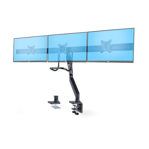 StarTech.com Crossbar Triple Monitor Desk Mount, VESA 75x75/100x100 - Mounting kit - adjustable arm - for 3 LCD displays - triple monitor mount - aluminium, steel, plastic - black - screen size: 17"-27" - desk-mountable