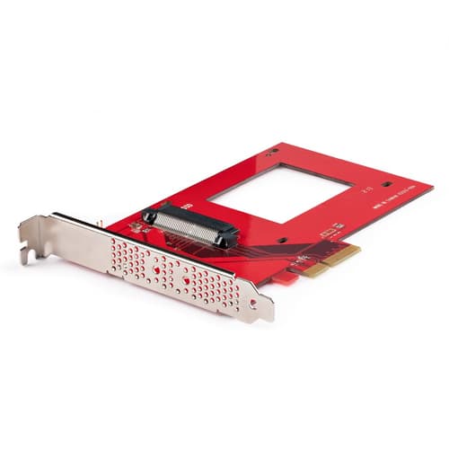 StarTech.com U.3 to PCIe Adapter Card, PCIe 4.0 x4 Adapter For 2.5" U.3 NVMe SSDs, SFF-TA-1001 PCI Express Add-in Card for Desktops/Servers, TAA Compliant - OS Independent (PEX4SFF8639U3) - Interface adapter - 2.5" - U.3 NVMe - PCIe 4.0 x4 - red - TAA Compliant