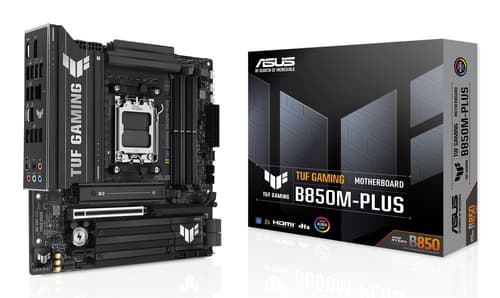 ASUS TUF GAMING B850M-PLUS - Motherboard - micro ATX - Socket AM5 - AMD B850 Chipset - USB-C 3.2 Gen 2x2, USB-C 3.2 Gen2, USB 3.2 Gen 2, USB 3.2 Gen 1 - 2.5 Gigabit LAN - onboard graphics (CPU required) - HD Audio (8-channel)