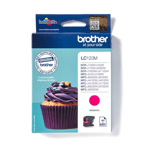 Brother LC123M - High Yield - magenta - original - ink cartridge - for Brother DCP-J100, J105, J132, J152, J552, J752, MFC-J245, J470, J650, J6520, J6720, J6920