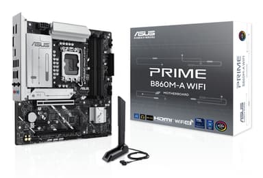 ASUS PRIME B860M-A WIFI - Motherboard - micro ATX - LGA1851 Socket - B860 Chipset - USB-C 3.2 Gen 2x2, USB 3.2 Gen 2, USB 3.2 Gen 1, USB-C 3.2 Gen 1 - 2.5 Gigabit LAN, Bluetooth, Wi-Fi 6E - onboard graphics (CPU required) - HD Audio (8-channel)