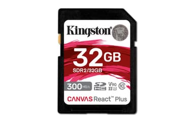 Kingston Canvas React Plus - Flash memory card - 32 GB - Video Class V90 / UHS-II U3 / Class10 - SDXC UHS-II