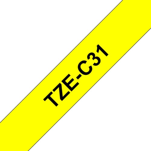 Brother TZe-C31 - Black on fluorescent yellow - Roll (1.2 cm x 5 m) 1 cassette(s) laminated tape - for Brother PT-D210, D600, H110, P-Touch PT-1005, D450, D800, E310, H110, P300, P900, P950