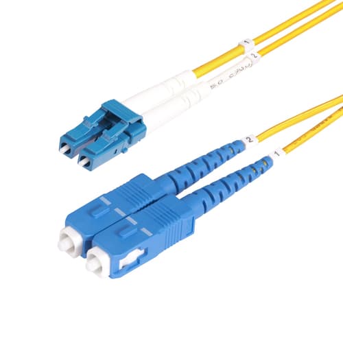 StarTech.com 3m (10ft) LC to SC (UPC) OS2 Single Mode Duplex Fiber Optic Cable, 9/125�m, Laser Optimized, 10G, Bend Insensitive, Low Insertion Loss - LSZH Fiber Patch Cord (SMLCSC-OS2-3M) - Patch cable - LC/UPC single-mode (M) to SC/UPC single-mode (M) - 3 m - 2 mm - fibre optic - duplex - 9 / 125 micron - OS1/OS2 - halogen-free, passive - yellow