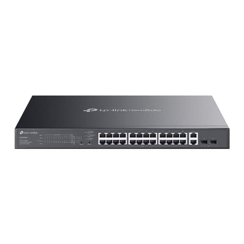 TP-Link Omada ES228GMP V1.6 - Switch - Managed - 24 x 10/100/1000 (PoE+) + 2 x 10/100/1000 + 2 x Gigabit SFP - rack-mountable - PoE+ (384 W)