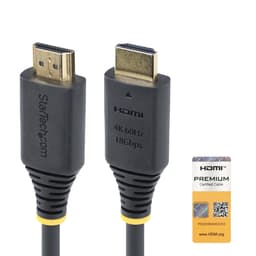 StarTech.com 1.6ft (50cm) Premium Certified High Speed HDMI Cable, 4K60Hz - Premium High Speed - HDMI cable with Ethernet - HDMI male to HDMI male - 50 cm - black - 4K60Hz support, passive