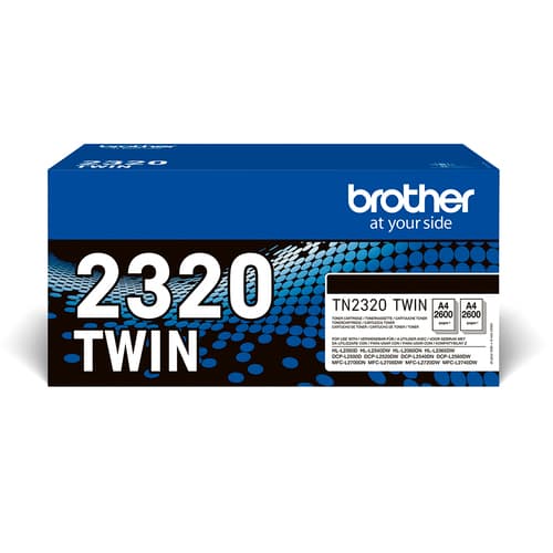 Brother TN2320 TWIN - 2-pack - High Yield - black - original - toner cartridge - for Brother DCP-L2500, L2520, L2560, HL-L2300, L2340, L2360, L2365, MFC-L2700, L2720, L2740