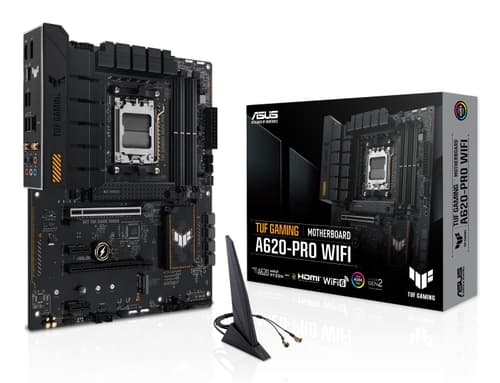 ASUS TUF GAMING A620-PRO WIFI - Motherboard - ATX - Socket AM5 - AMD A620 Chipset - USB 3.1 Gen 1, USB-C 3.2 Gen 1 - 2.5 Gigabit LAN, Wi-Fi 6, Bluetooth - onboard graphics (CPU required) - HD Audio (8-channel)
