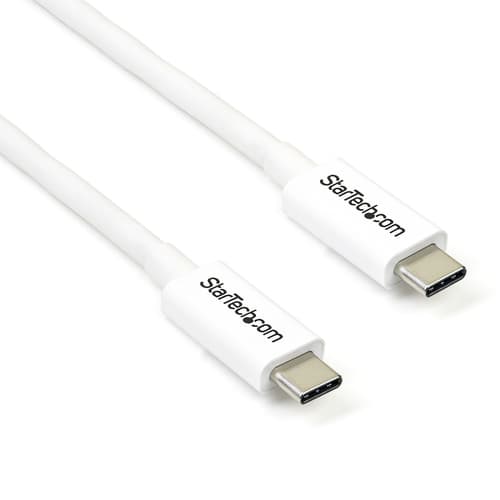 StarTech.com 6.6ft (2m) Thunderbolt 3 Cable, 20Gbps, 100W PD, 4K Video, Thunderbolt-Certified, Compatible w/ TB4/USB 3.2/DisplayPort - Thunderbolt cable - 24 pin USB-C (M) to 24 pin USB-C (M) - USB 3.1 Gen 2 / Thunderbolt 3 / DisplayPort 1.2 - 2 m - 4K support - white - for P/N: CDP2HDUACP, CDP2HDUACPW