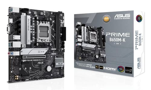 ASUS PRIME B650M-K - Motherboard - micro ATX - Socket AM5 - AMD B650 Chipset - USB 3.2 Gen 1, USB 3.2 Gen 2, USB-C 3.2 Gen 1 - 2.5 Gigabit LAN - onboard graphics (CPU required) - HD Audio (8-channel)