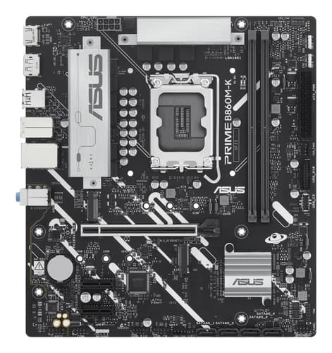 ASUS PRIME B860M-K - Motherboard - micro ATX - LGA1851 Socket - B860 Chipset - USB 3.2 Gen 2, USB 3.2 Gen 1, USB-C 3.2 Gen 1 - 2.5 Gigabit LAN - onboard graphics (CPU required) - HD Audio (8-channel)