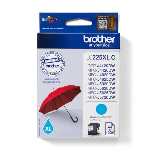 Brother LC225XLC - Cyan - original - ink cartridge - for Brother DCP-J4120, MFC-J4420, J4620, J5320, J5620, J5625, J5720, Business Smart MFC-J4420