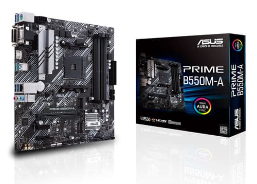 ASUS PRIME B550M-A - Motherboard - micro ATX - Socket AM4 - AMD B550 Chipset - USB 3.2 Gen 1, USB 3.2 Gen 2 - Gigabit LAN - onboard graphics (CPU required) - HD Audio (8-channel)