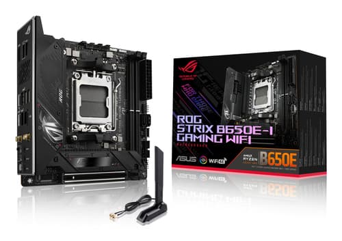 ASUS ROG Strix B650E-I Gaming WiFi - Motherboard - mini ITX - Socket AM5 - AMD B650 Chipset - USB-C 3.2 Gen 2x2, USB-C 3.2 Gen2, USB 3.2 Gen 2, USB 3.2 Gen 1 - 2.5 Gigabit LAN, Wi-Fi 6E - onboard graphics (CPU required) - HD Audio (8-channel)