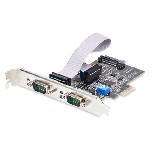 StarTech.com 2-Port Serial PCIe Card, Dual-Port PCI Express to RS232/RS422/RS485 (DB9) Serial Card, Low-Profile Brackets Incl., 16C1050 UART, TAA-Compliant, Windows/Linux, TAA Compliant - Level-4 ESD Protection (2S232422485-PC-CARD) - Serial adapter - PCIe low profile - RS-232 x 2 - black - TAA Compliant