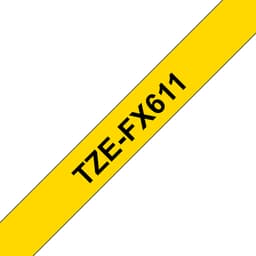 Brother TZe-FX611 - Black on yellow - Roll (0.6 cm x 8 m) 1 cassette(s) flexible tape - for Brother PT-D210, D600, H110, H200, P-Touch PT-E310, E550, P900, P-Touch Cube Plus PT-P710