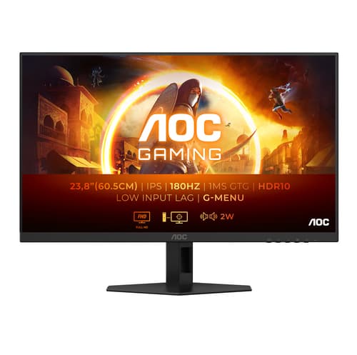 AOC Gaming 24G4XE - G4 Series - LED monitor - gaming - 24" (23.8" viewable) - 1920 x 1080 Full HD (1080p) @ 180 Hz - Fast IPS - 300 cd/m� - 1000:1 - HDR10 - 0.5 ms - 2xHDMI, DisplayPort - speakers - black