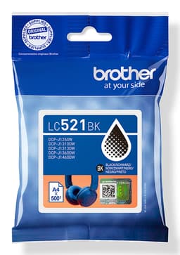 Brother LC521BK - Black - original - pillow pack - ink cartridge - for Brother DCP-J1260W, DCP-J1310DW