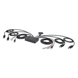 StarTech.com 2-Port Dual-Monitor DisplayPort Cable KVM Switch, 4K 60Hz, Compact KVM with 5ft/1.5m USB-A/DisplayPort/Audio Integrated Cables, Bus Powered - Remote Push Button/Hotkey Switching (C2-DD46-UA2-CBL-KVM) - KVM / audio / USB switch - compact - 2 x KVM / audio / USB - 1 local user - desktop