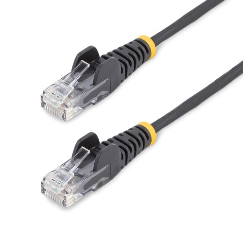 StarTech.com - Patch cable - RJ-45 (M) to RJ-45 (M) - 3.6 mm - UTP - CAT 5/5e/6 - IEEE 802.3bt - halogen-free, snagless, straight - black — image 1
