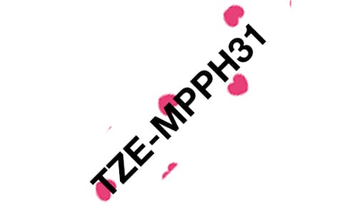 Brother TZe-MPPH31 - Black on pink hearts - Roll (1.2 cm x 4 m) 1 cassette(s) laminated tape - for Brother PT-H110, P-Touch PT-E310, H110, P-Touch Cube PT-P300, P-Touch Embellish PT-D215