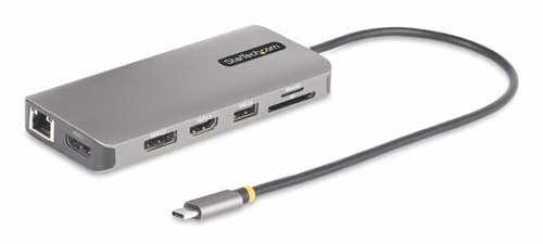 StarTech.com USB-C Triple-Monitor Multiport Adapter, HDMI/DP/Card Reader - Docking station - USB-C 3.2 Gen 1 / Thunderbolt 3 / Thunderbolt 4 - HDMI, 2 x DP - 1GbE