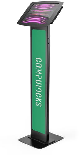 Compulocks iPad Pro 12.9" (3-6th Gen) Space Enclosure Brandable Floor Stand - Stand (floor stand, enclosure, fit kit, 2 keys) - for tablet - lockable - high-grade aluminium - black - screen size: 12.9" - floor-standing - for Apple 12.9-inch iPad Pro (3rd generation, 4th generation, 5th generation, 6th generation)