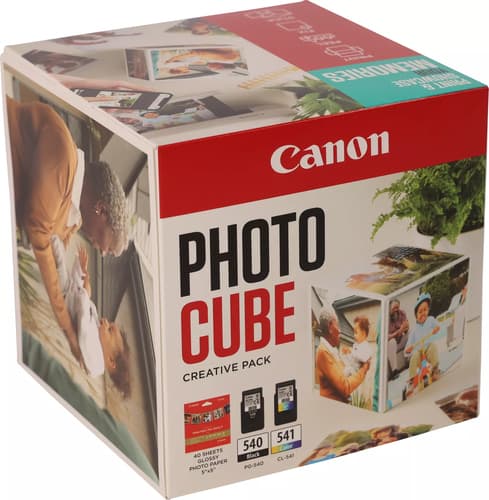 Canon Photo Cube Creative Pack - Glossy - 2-pack - black, colour (cyan, magenta, yellow) - original - blue - ink cartridge / paper kit - for PIXMA TS5150, TS5151