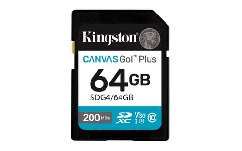 Kingston Canvas Go! Plus - Flash memory card - 64 GB - Video Class V30 / UHS-I U3 / Class10 - SDXC UHS-I