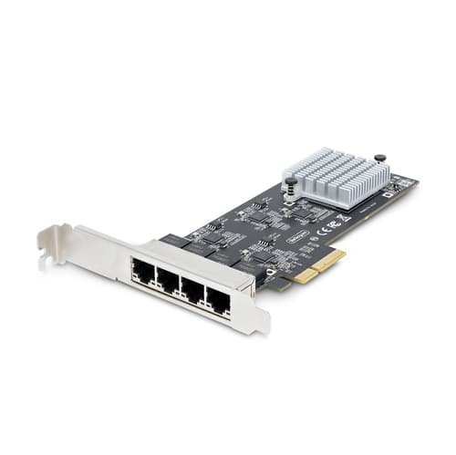 StarTech.com 4-Port 2.5Gbps NBASE-T PCIe Network Card, Intel I225-V Chip, Quad Port Computer Network Card, Multi-Gigabit NIC, PCI Express Server LAN Card, Desktop Ethernet Interface Card, PCI Express 2.0 (PR42GI-NETWORK-CARD) - Network adapter - PCIe 2.0 x4 - 10M/100M/1G/2.5 Gigabit Ethernet x 4 - black