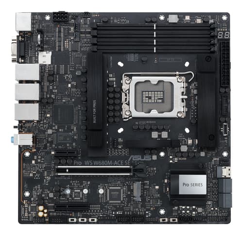 ASUS PRO WS W680M-ACE SE - Motherboard - micro ATX - LGA1700 Socket - W680 Chipset - USB 3.2 Gen 1, USB 3.2 Gen 2, USB-C 3.2 Gen2, USB-C 3.2 Gen 2x2 - Gigabit LAN, 2 x 2.5 Gigabit LAN - onboard graphics - HD Audio (8-channel)