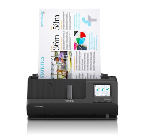 Epson ES-C380W - Sheetfed scanner - Duplex - A4/Legal - 600 dpi x 600 dpi - ADF (20 sheets) - up to 3500 scans per day - USB 2.0, Wi-Fi(n)