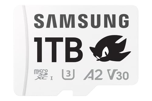 Samsung PRO Plus MB-MD1T0SA - Sonic the Hedgehog flash memory card (microSDXC to SD adapter included) - 1 TB - A2 / Video Class V30 / UHS-I U3 - microSDXC UHS-I - white