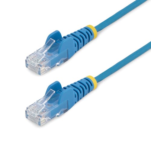 StarTech.com 1m Slim LSZH CAT6 Ethernet Cable, 10 Gigabit Snagless RJ45 100W PoE Patch Cord, CAT 6 10GbE UTP Network Cable w/Strain Relief, Blue, Fluke Tested/ETL, Low Smoke Zero Halogen - Category 6 - 28AWG (N6PAT100CMBLS) - Patch cable - RJ-45 (M) to RJ-45 (M) - 1 m - CAT 6 - snagless - blue
