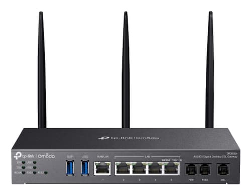 TP-Link Omada DR3650v V1 - Gateway - 1GbE - Wi-Fi 6 - 2.4 GHz, 5 GHz - analogue ports: 2 - digital ports: 1 - cloud-managed desktop / wall mountable