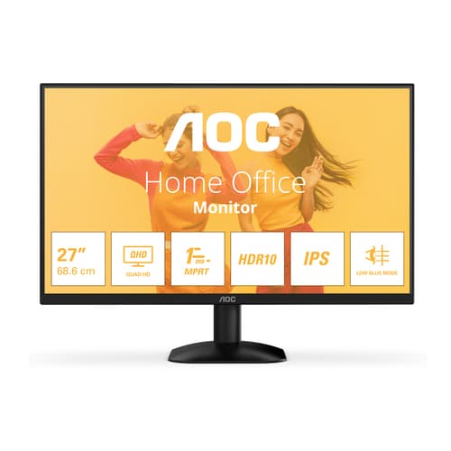 AOC Basic-line Q27B35E - LED monitor - 27" - 2560 x 1440 QHD @ 75 Hz - IPS - 300 cd/m� - 1500:1 - HDR10 - 1 ms - HDMI, DisplayPort - black