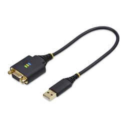 StarTech.com 1ft/30cm USB to Null Modem Serial Adapter Cable, FTDI, RS232 - USB / serial cable - USB (M) to DB-9 (F) screwable - 30 cm - rugged, molded - black