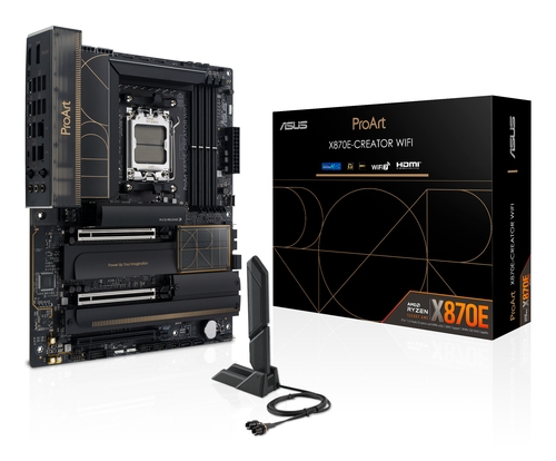 ASUS ProArt X870E-CREATOR WIFI - Motherboard - ATX - Socket AM5 - AMD X870E Chipset - USB4, USB-C 3.2 Gen 2x2, USB 3.2 Gen 2, USB 3.2 Gen 1 - Wi-Fi 7, 10 Gigabit LAN, Bluetooth - onboard graphics (CPU required) - HD Audio (8-channel) — image 1